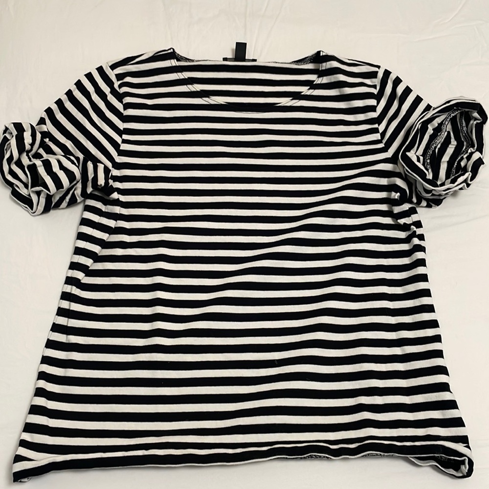 jcrew striped tshirt with ruffle sleeves